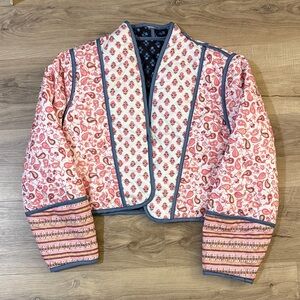 SHEIN Pink and Gray Patterned Bomber Jacket